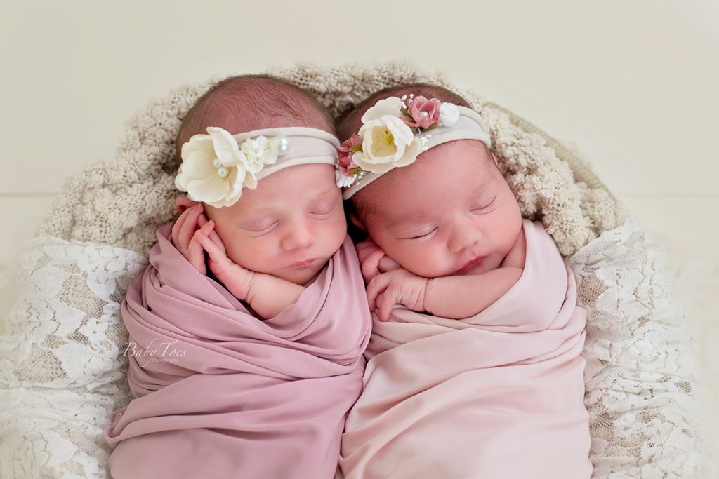 twin girls newborn photography session